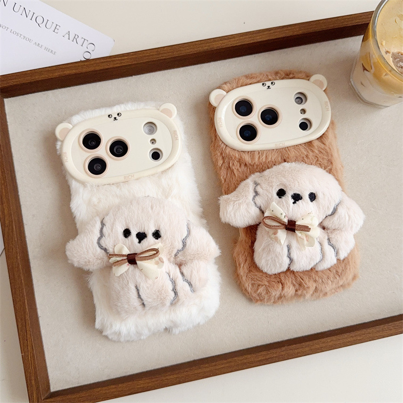 Phone Cases For Iphone 16 - ثلاثية الأبعاد الكرتون Bowknot جرو دافئ