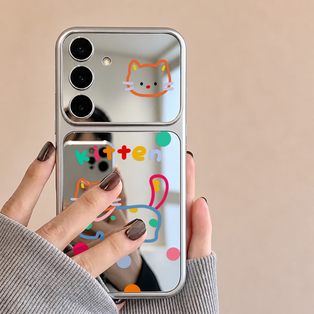 حافظة مرآة بتصميم قطة لطيفة مع - مراجعة Phone Cases Galaxy A16 5G وسعره